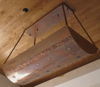 72 x 30" hand formed and finished copper light