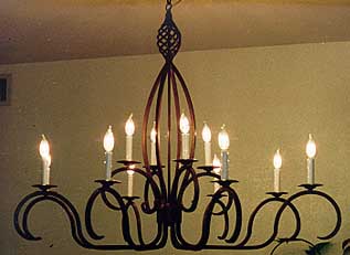 Simple steel scroll chandelier
